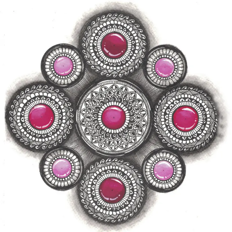 Home 15 3D mandala art embellished with gemstones and raised textures – mypaintingstories