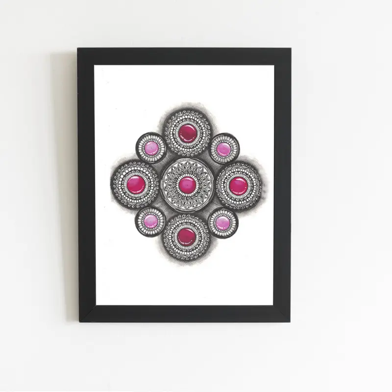 Home 14 3D mandala art embellished with gemstones and raised textures – mypaintingstories