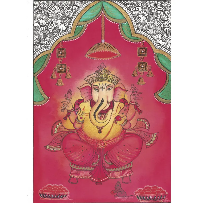 Kalamkari Ganesh Mandala Painting