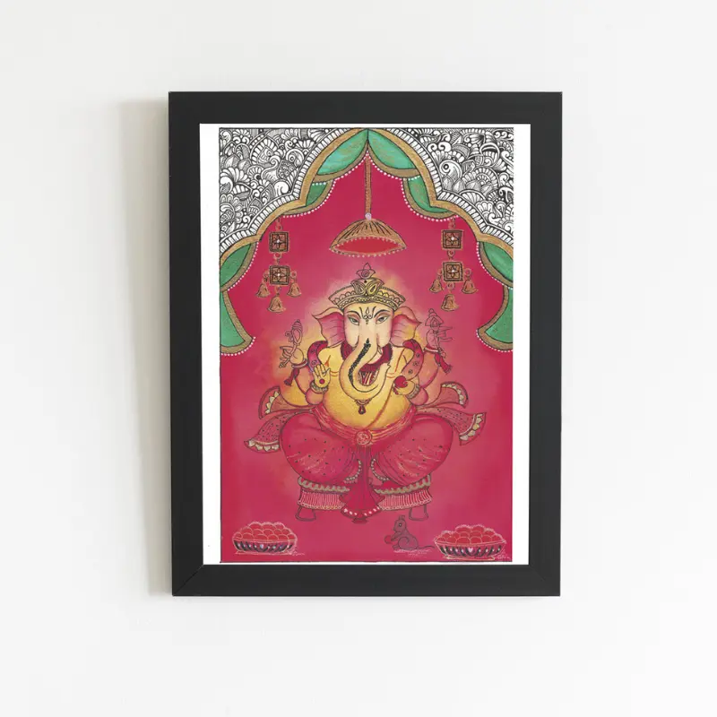 Kalamkari Ganesh Mandala Painting