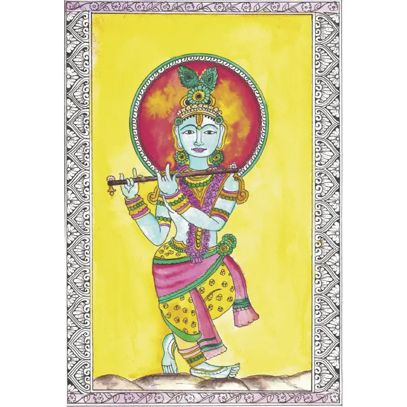 Kalamkari Krishna Mandala Painting