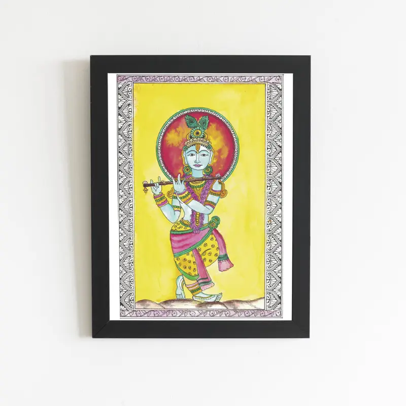 Kalamkari Krishna Mandala Painting