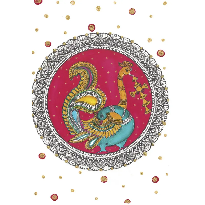 Kalamkari Peacock Gold Mandala