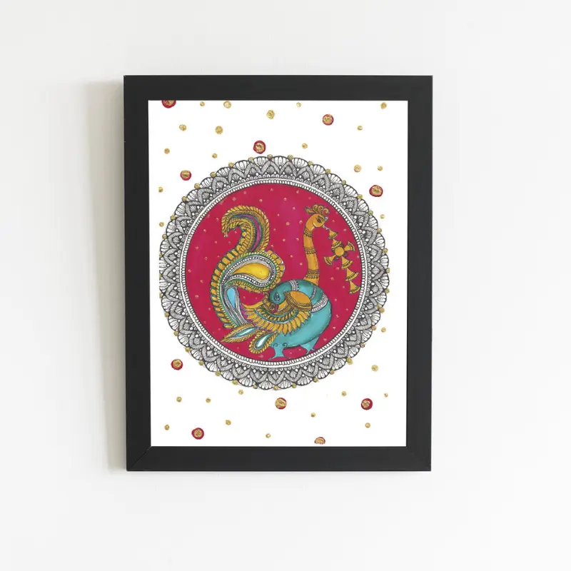 Kalamkari Peacock Gold Mandala
