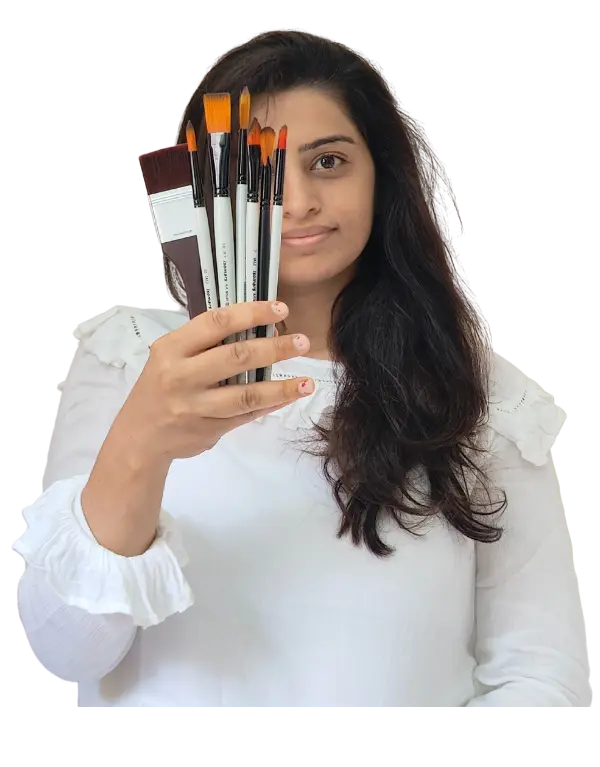 Home 8 Female artist from mypaintingstories holding watercolor brushes