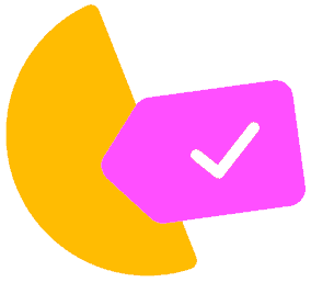 fuchsia label and half circle