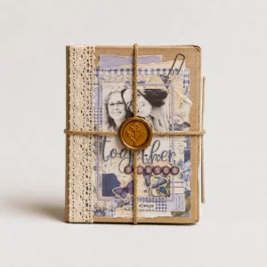 handmade vintage journal with scrapbook elements
